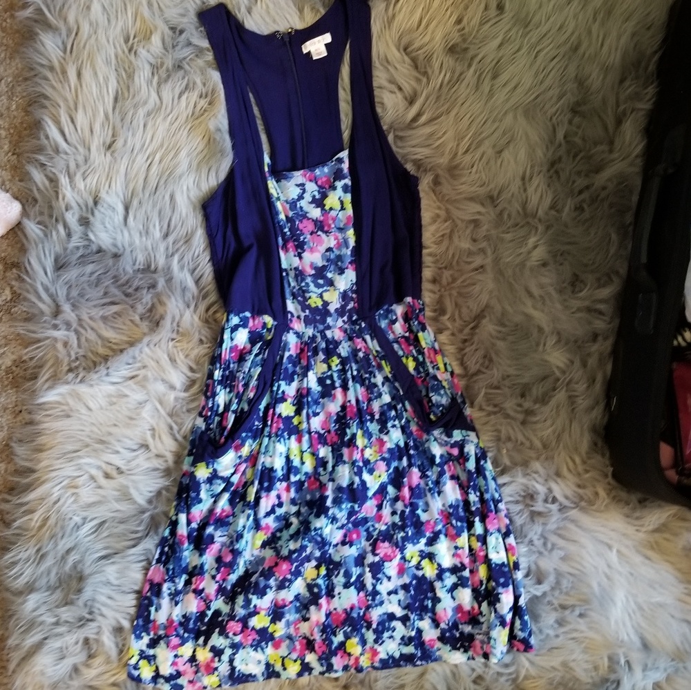 SALE! Xhilaration Navy Blue Floral Dress - Picture 2 of 4